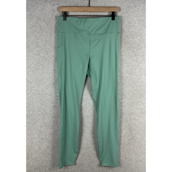 Vuori Pants Womens Large Green Leggings Gym Running Yoga Pockets 7/8 Preppy - Picture 2 of 12